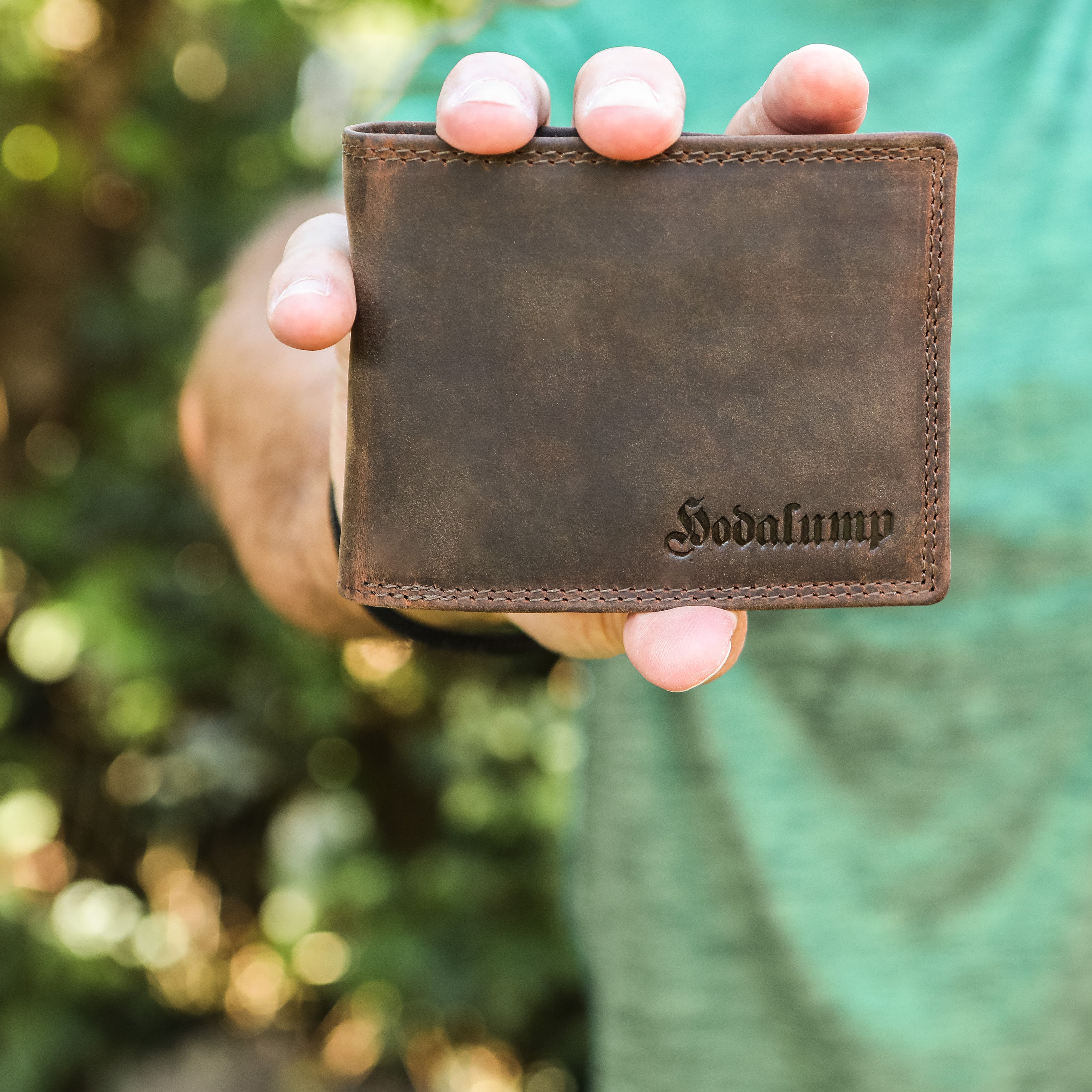 Hodalump Classic Vintage genuine leather wallet with coin pocket and zipper compartment