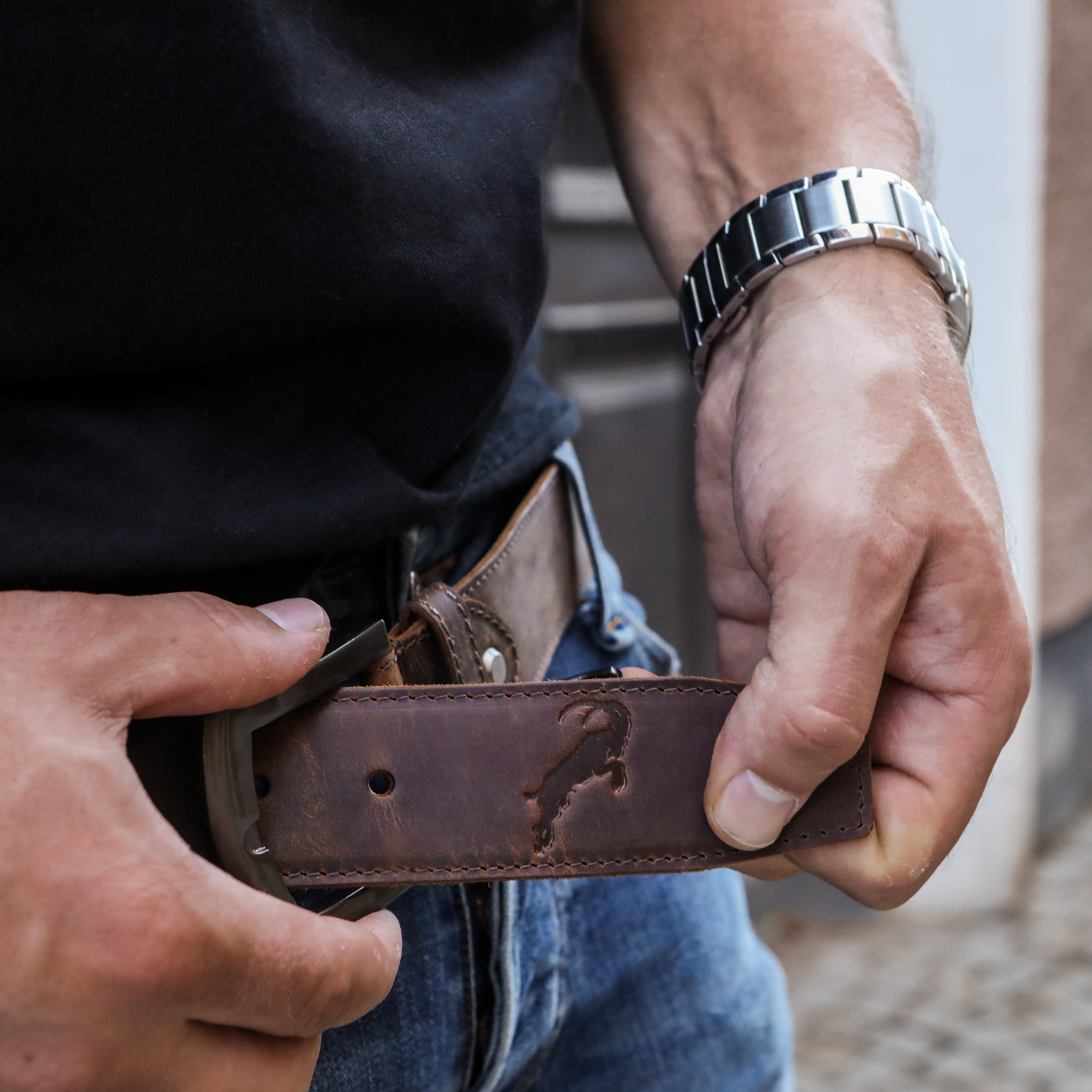 Genuine leather belt with secret compartment by Hodalump &amp